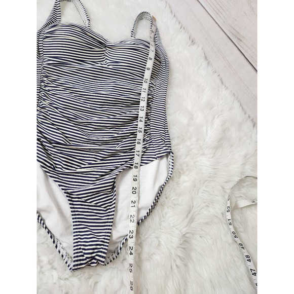 Nip Tuck Womens One Piece Swimsuit Blue White Stripe Lined Multi Fit Cup 6 - Picture 4 of 6
